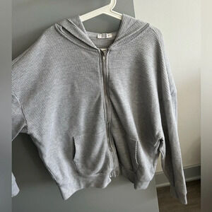 Waffle knit zip up